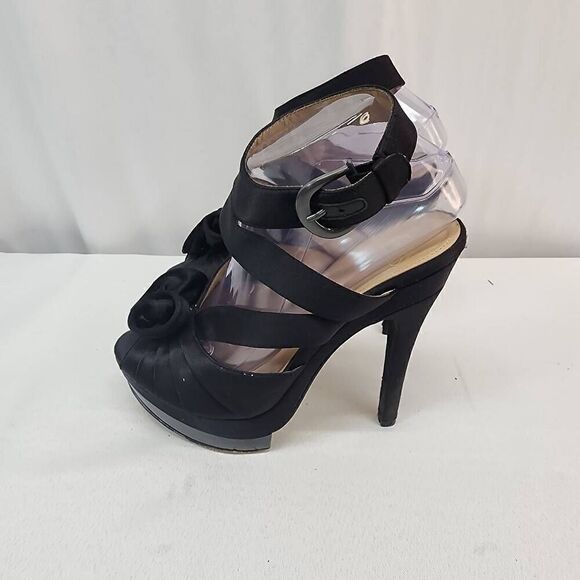 JOAN & DAVID Size 8.5 Davaleria Black Platform Ankle Strap Sandals Heels Stilett - Picture 6 of 11